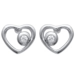 Boucles d'oreilles en argent 925/000 rhodié et oxyde de zirconium.