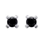 Boucles d'oreilles en argent 925/000 rhodié serties d'un oxyde de zirconium noir.