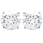 Boucles d'oreilles en argent 925/000 rhodié serties d'un oxyde de zirconium blanc.