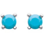 Boucles d'oreilles en argent 925/000 rhodié et pierres d'imitation turquoise.