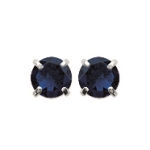 Boucles d'oreilles en argent 925/000 rhodié serties d'une pierre synthétique bleue.