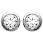 Boucles d'oreilles puces rondes en argent 925/000 rhodié serties d'un oxyde de zirconium blanc.