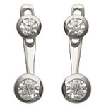 Boucles d'oreilles devant/derrière en argent 925/000 rhodié et oxyde de zirconium.