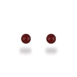 Boucles d'oreilles boules pleines en argent 925/000 et agate rouge.