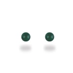 Boucles d'oreilles boules pleines en argent 925/000 serties d'une véritable agate verte.