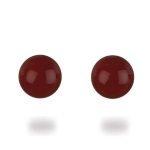 Boucles d'oreilles boules pleines en argent 925/000 et agate rouge.