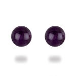 Boucles d'oreilles boules pleines en argent 925/000 et améthyste.