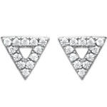 Boucles d'oreilles triangles en argent 925/000 rhodié serties d'oxydes de zirconium blancs.