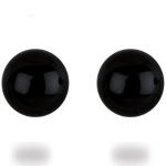 Boucles d'oreilles boules pleines en onyx. Fermoir en argent 925/000.