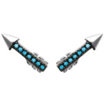 Boucles d'oreilles en argent 925/000 rhodié et pierres d'imitation turquoise.