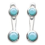 Boucles d'oreilles en argent 925/000 rhodié et pierre d'imitation turquoise.