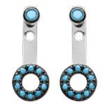 Boucles d'oreilles en argent 925/000 rhodié et pierres d'imitation turquoise.