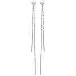 Boucles d'oreilles double pendants en argent 925/000 rhodié serties d'un oxyde de zirconium blanc.