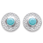 Boucles d'oreilles en argent 925/000 rhodié et pierres d'imitation turquoise.