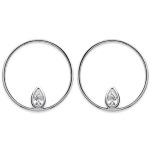 Boucles d'oreilles en argent 925/000 rhodié et serti d'un oxyde de zirconium en forme de goutte.