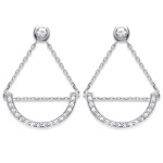 Boucles d'oreilles pendantes en argent 925/000 rhodié et strass en oxyde de zirconium.