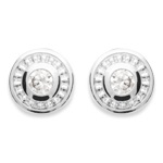 Boucles d'oreilles puces en argent 925/000 rhodié serties d'un oxyde de zirconium blanc.