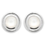 Boucles d'oreilles puces en argent 925/000 rhodié et pierres de lune.