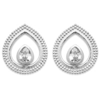 Boucles d'oreilles pendantes en forme de goutte en argent 925/000 rhodié surmontées d'un oxyde de zirconium blanc serti clos en forme de goutte.