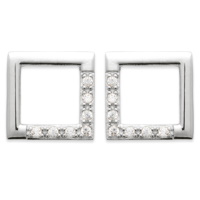 Boucles d'oreilles de forme carré ajouré en argent 925/000 rhodié et pavées en partie d'oxydes de zirconium blancs.