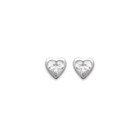 Boucles d'oreilles puces en forme de cœur en argent 925/000 rhodié serties d'oxyde de zirconium blanc.