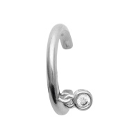 Bague d'oreille en argent 925/000 rhodié et un pendant en oxyde de zirconium serti clos.