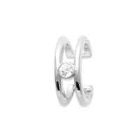 Bague d'oreille double rangs en argent 925/000 rhodié surmontée d'un oxyde de zirconium blanc serti clos.