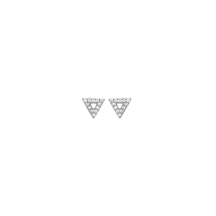 Boucles d'oreilles triangles en argent 925/000 rhodié serties d'oxydes de zirconium blancs. Triangle  Adolescent Adulte Enfant Femme Indémodable 