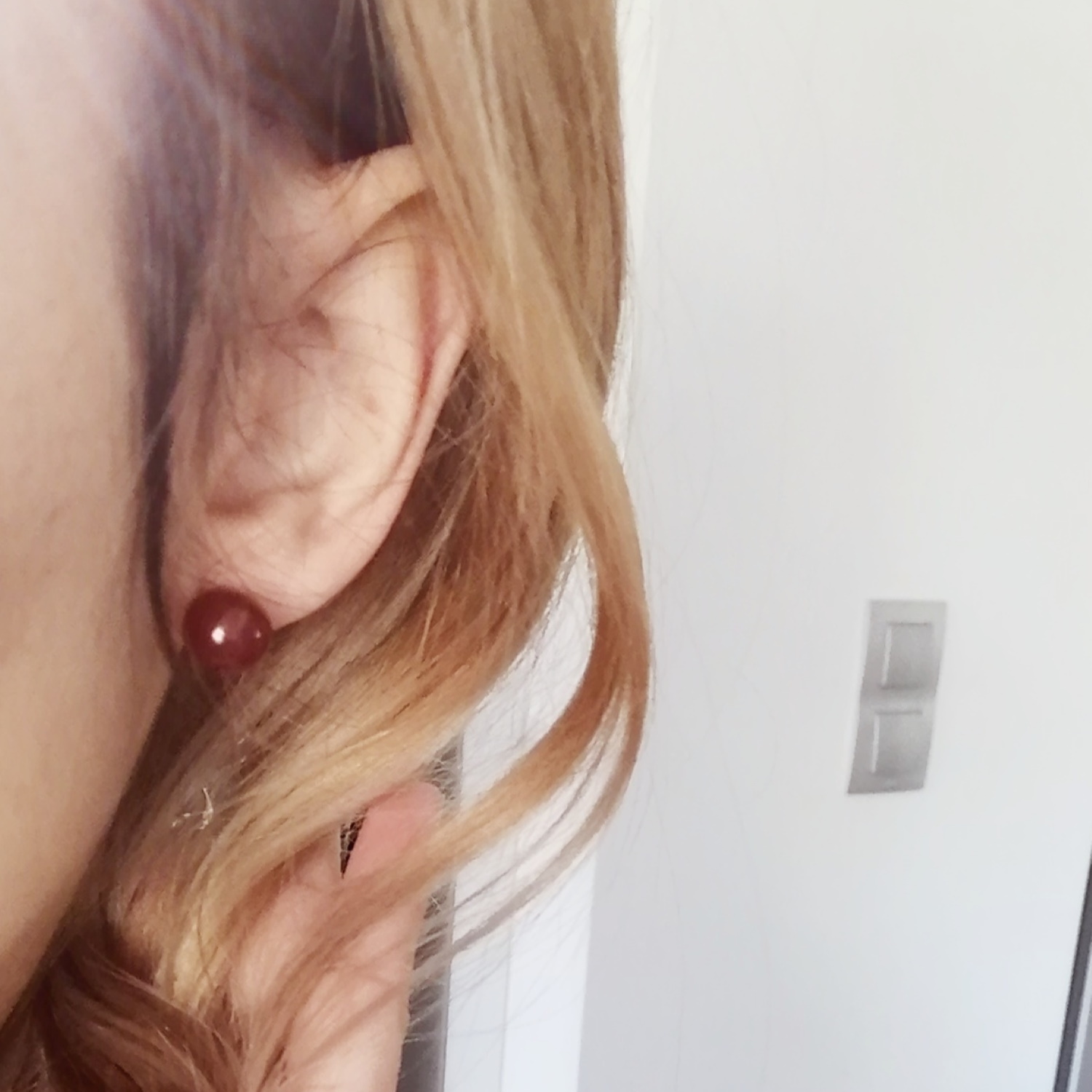 Boucles d'oreilles en argent 925/000 et agate rouge. Boule  Adolescent Adulte Femme Fille Indémodable 