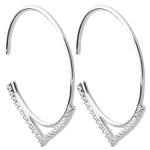 Boucles d'oreilles créoles en argent 925/000 rhodié et oxydes de zirconium.