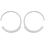 Boucles d'oreilles créoles en argent 925/000 rhodié et oxydes de zirconium. 