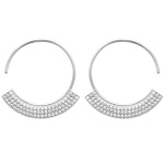 Boucles d'oreilles créoles en argent 925/000 rhodié et oxydes de zirconium. 