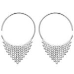 Boucles d'oreilles créoles en argent 925/000 rhodié et oxydes de zirconium. 