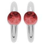 Boucles d'oreilles créoles en argent 925/000 rhodié et grenat.