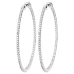 Boucles d'oreilles créoles en argent 925/000 rhodié et oxydes de zirconium.