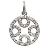 Pendentif rond en argent 925/000 rhodié et oxydes de zirconium.