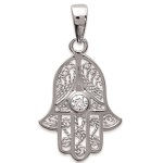 Pendentif main de Fatma en argent 925/000 et oxyde de zirconium.