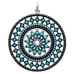 Pendentif en argent 925/000 rhodié et pierres d'imitation turquoise.