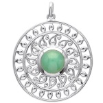 Pendentif en 925/000 rhodié et aventurine.