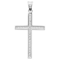 Pendentif croix en argent 925/000 rhodié pavée d'oxydes de zirconium blancs.