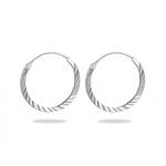 Boucles d'oreilles créoles en argent 925/000. Fil carré.