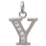 Pendentif en argent 925/000 rhodié et oxyde de zirconium. Lettre Y.