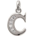 Pendentif en argent 925/000 rhodié et oxyde de zirconium. Lettre C.