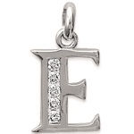 Pendentif en argent 925/000 rhodié et oxyde de zirconium. Lettre E.