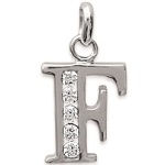 Pendentif en argent 925/000 rhodié et oxyde de zirconium. Lettre F.