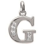 Pendentif en argent 925/000 rhodié et oxyde de zirconium. Lettre G.