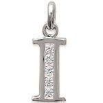 Pendentif en argent 925/000 rhodié et oxyde de zirconium. Lettre I.