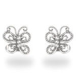 Boucles d'oreilles papillons en argent 925/000.