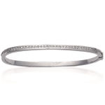 Bracelet jonc rigide en acier et oxyde de zirconium. Fil carré. Ouverture possible.