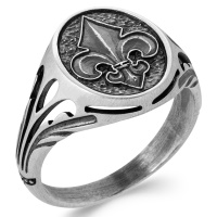 Bague pour homme avec le symbole de la fleur de lys en argent 925/000.